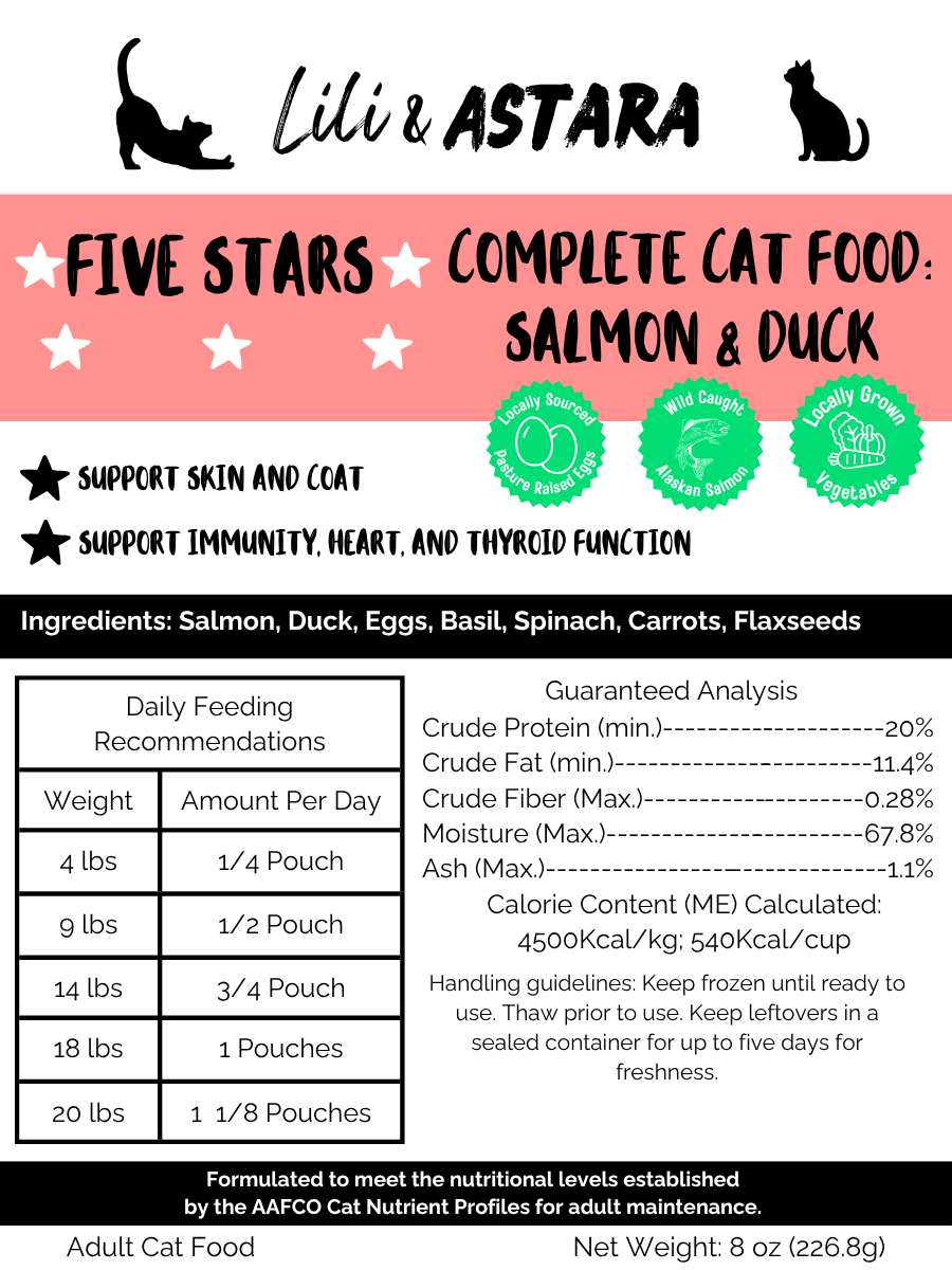 Five Stars Complete Cat Food: Wild Caught Salmon and Duck